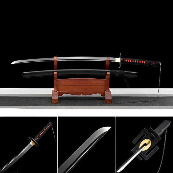 hand forged anime bleach ichigo bankai sword tensa zangetsu hand polished spring steel black blade 40727987257635